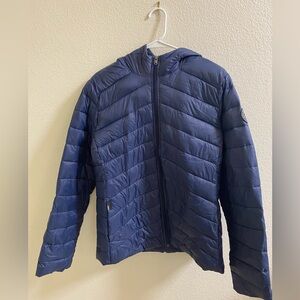 Roxy Deep Blue Hooded Lightweight Puffer Jacket Coat‎ Size Large